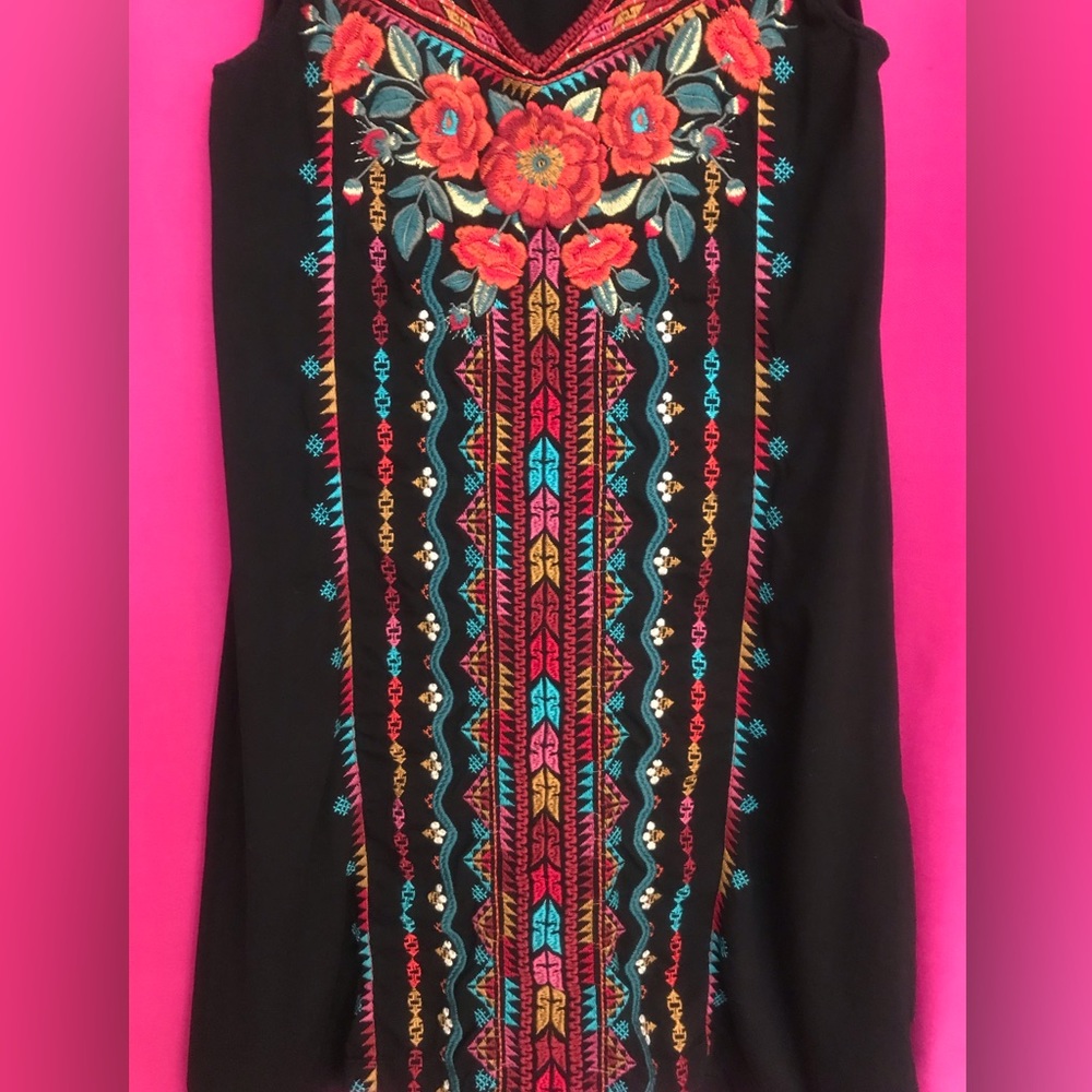 SALE❣️ Johnny Was Sleeveless A-Line Embroidered Dress - Picture 3 of 8